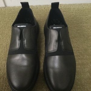 Karl Lagerfeld Paris Men slip on shoes. Size 9. Color Silver Metallic.